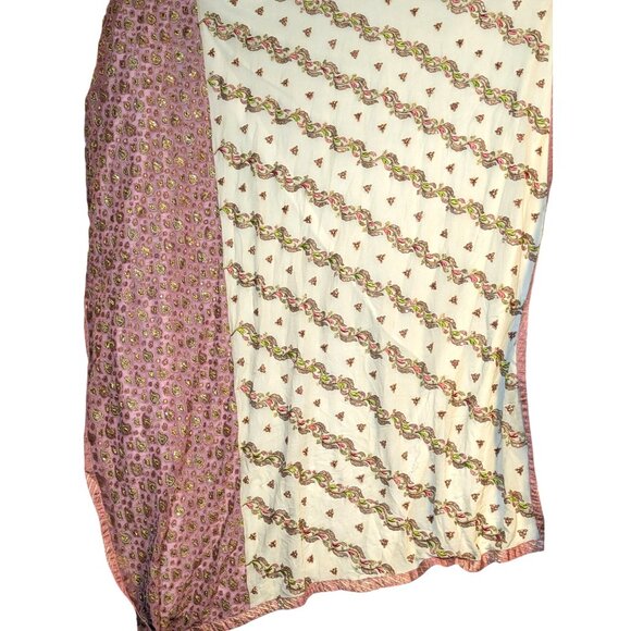 Pink & Cream Embroidered Lehenga Choli Set With Beaded Details & Tie-Back Design - Picture 7 of 8